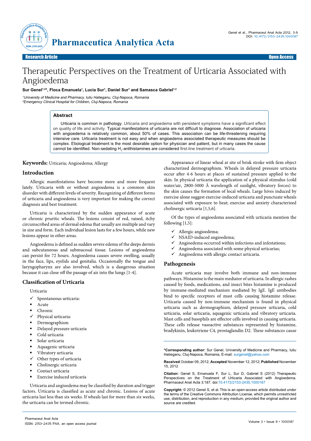 Therapeutic Perspectives on the Treatment of Urticaria Associated