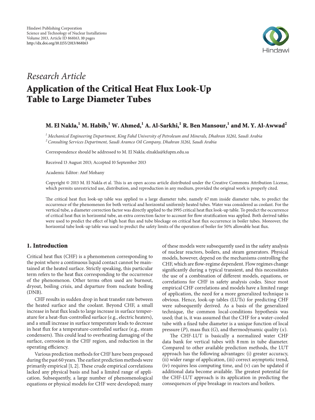 Research Article Application of the Critical Heat Flux Look-Up Table to Large Diameter Tubes