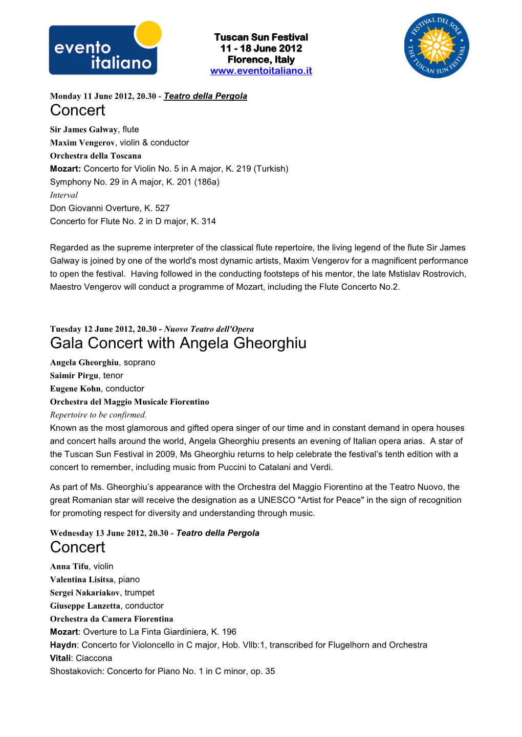 Concert Gala Concert with Angela Gheorghiu Concert