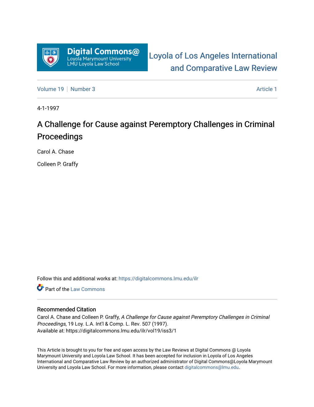 A Challenge for Cause Against Peremptory Challenges in Criminal Proceedings