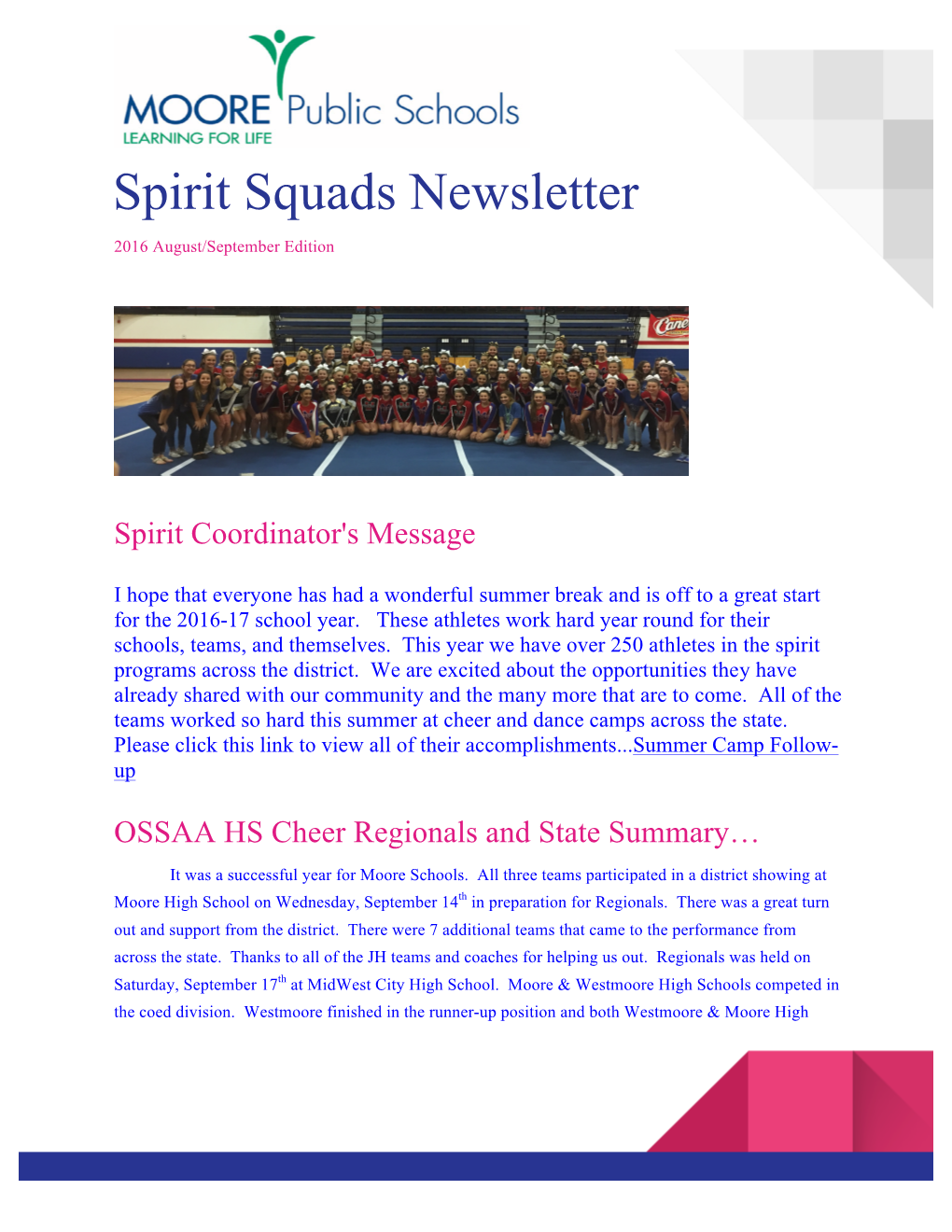 Spirit Squads Newsletter