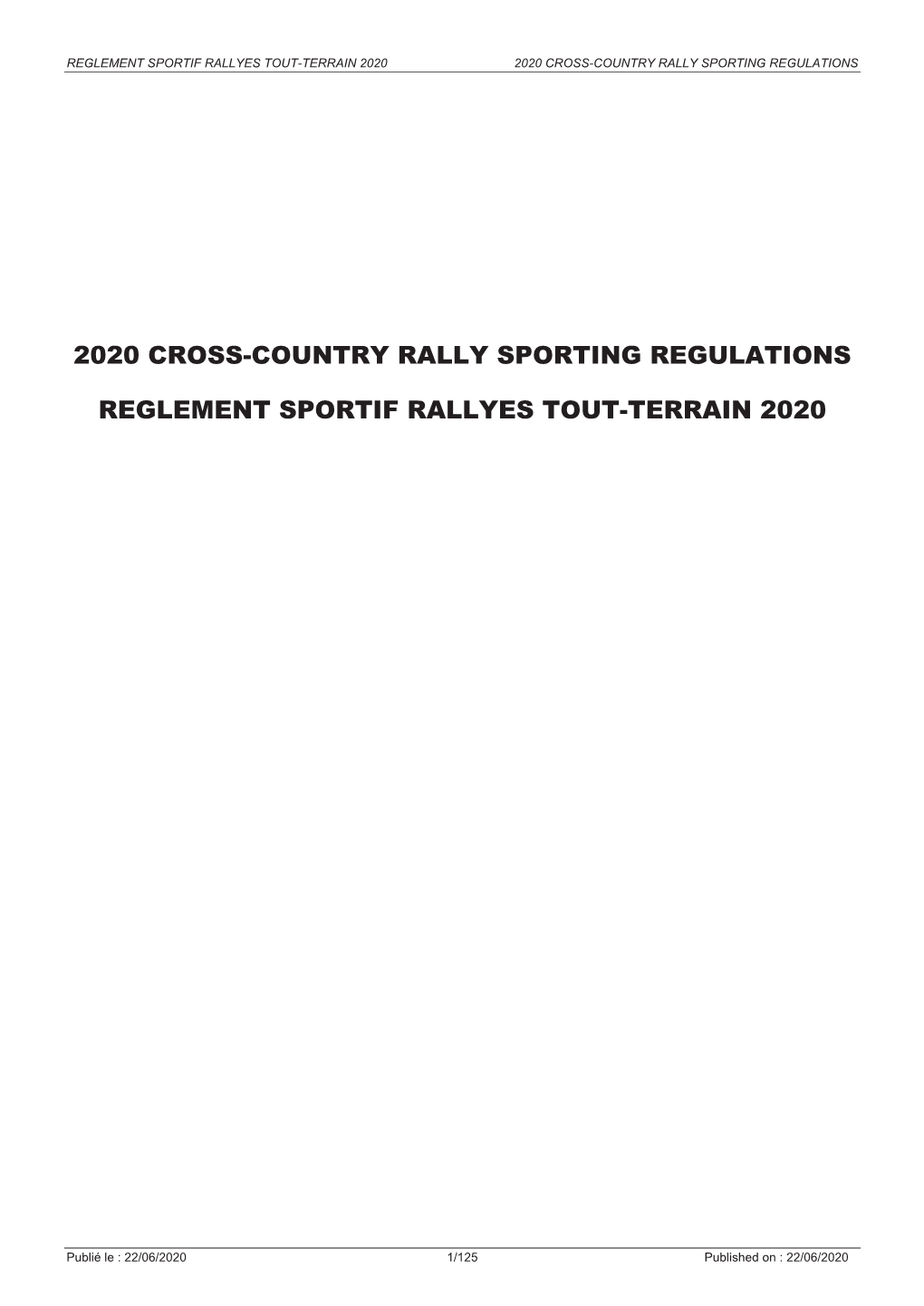 2020 Cross-Country Rally Sporting Regulations