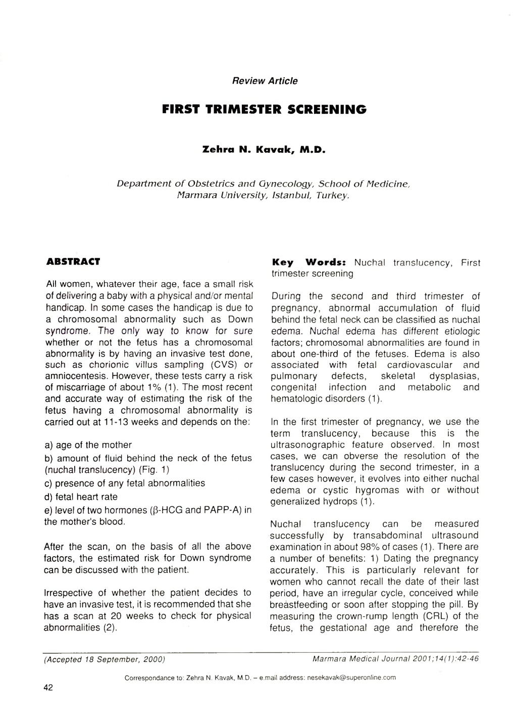 First Trimester Screening