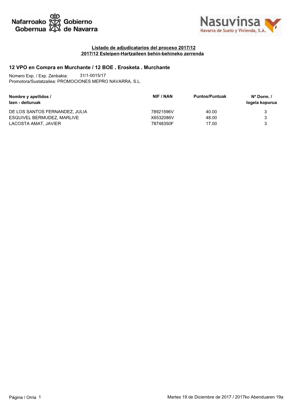 12 VPO En Compra En Murchante / 12 BOE , Erosketa , Murchante Número Exp