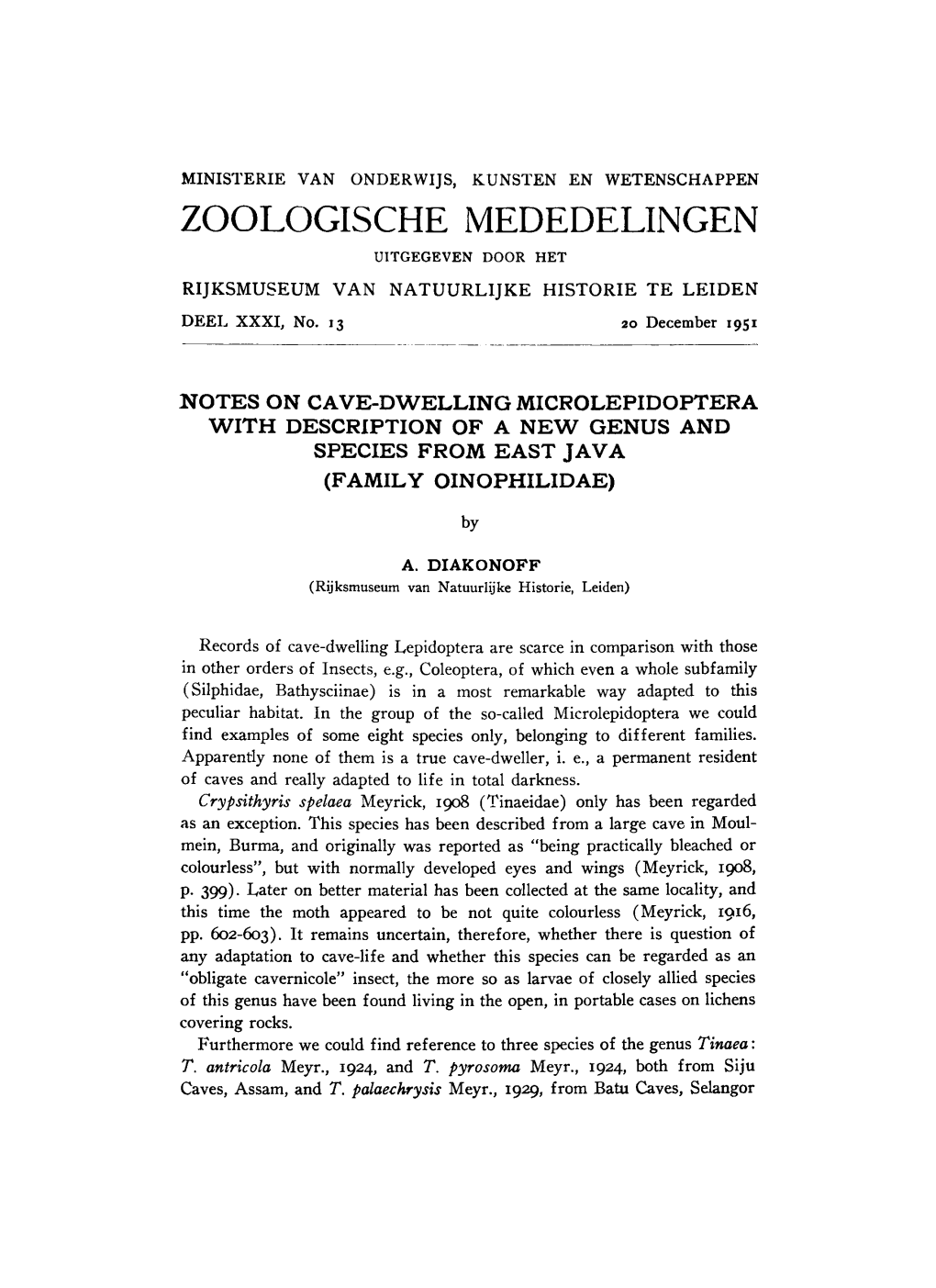 Zoologische Mededelingen