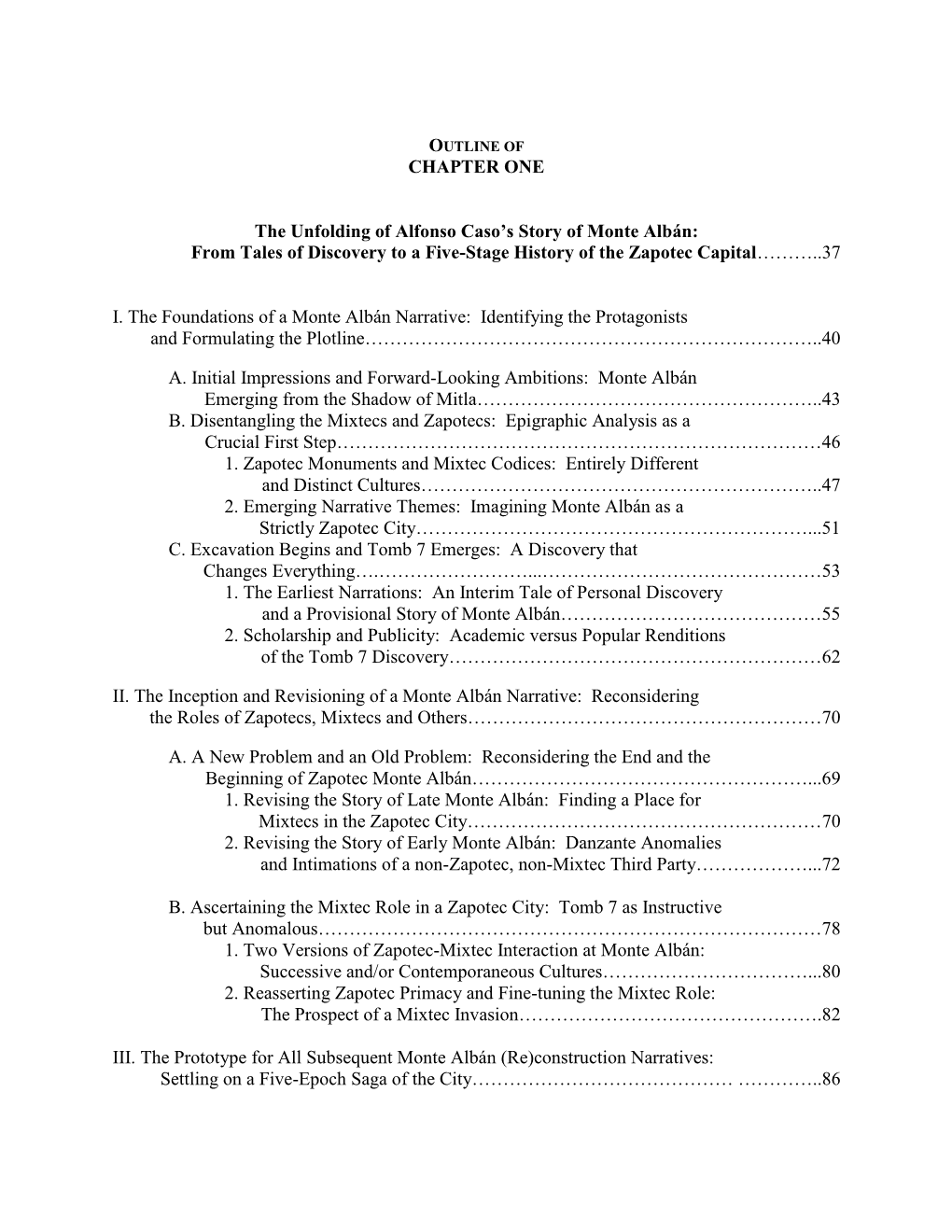 Structure of a Paper Or Book on Monte Alban