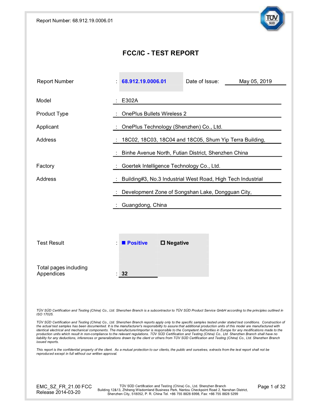 Fcc/Ic - Test Report