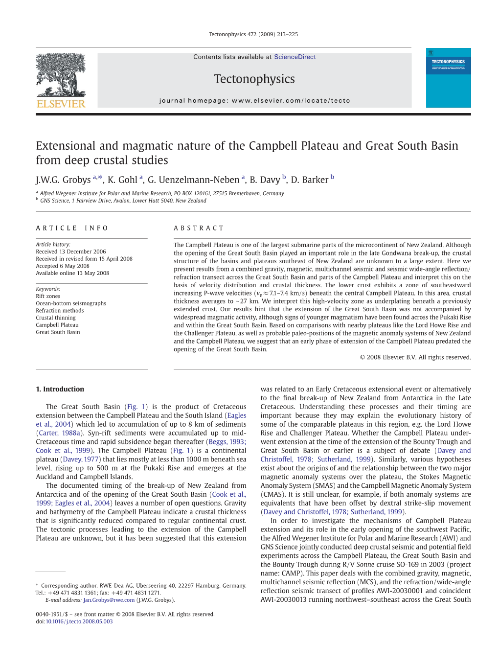 Extensional and Magmatic Nature of the Campbell Plateau and Great South Basin from Deep Crustal Studies