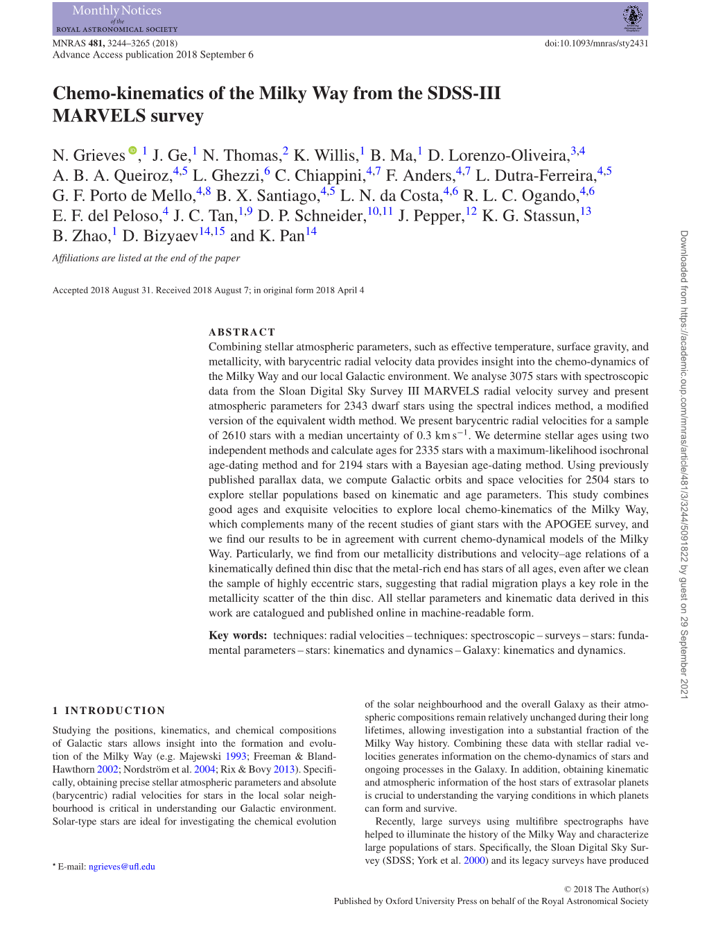 Chemo-Kinematics of the Milky Way from the SDSS-III MARVELS Survey