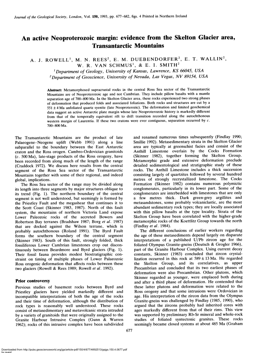 An Active Neoproterozoic Margin: Evidence from the Skelton Glacier Area, Transantarctic Mountains