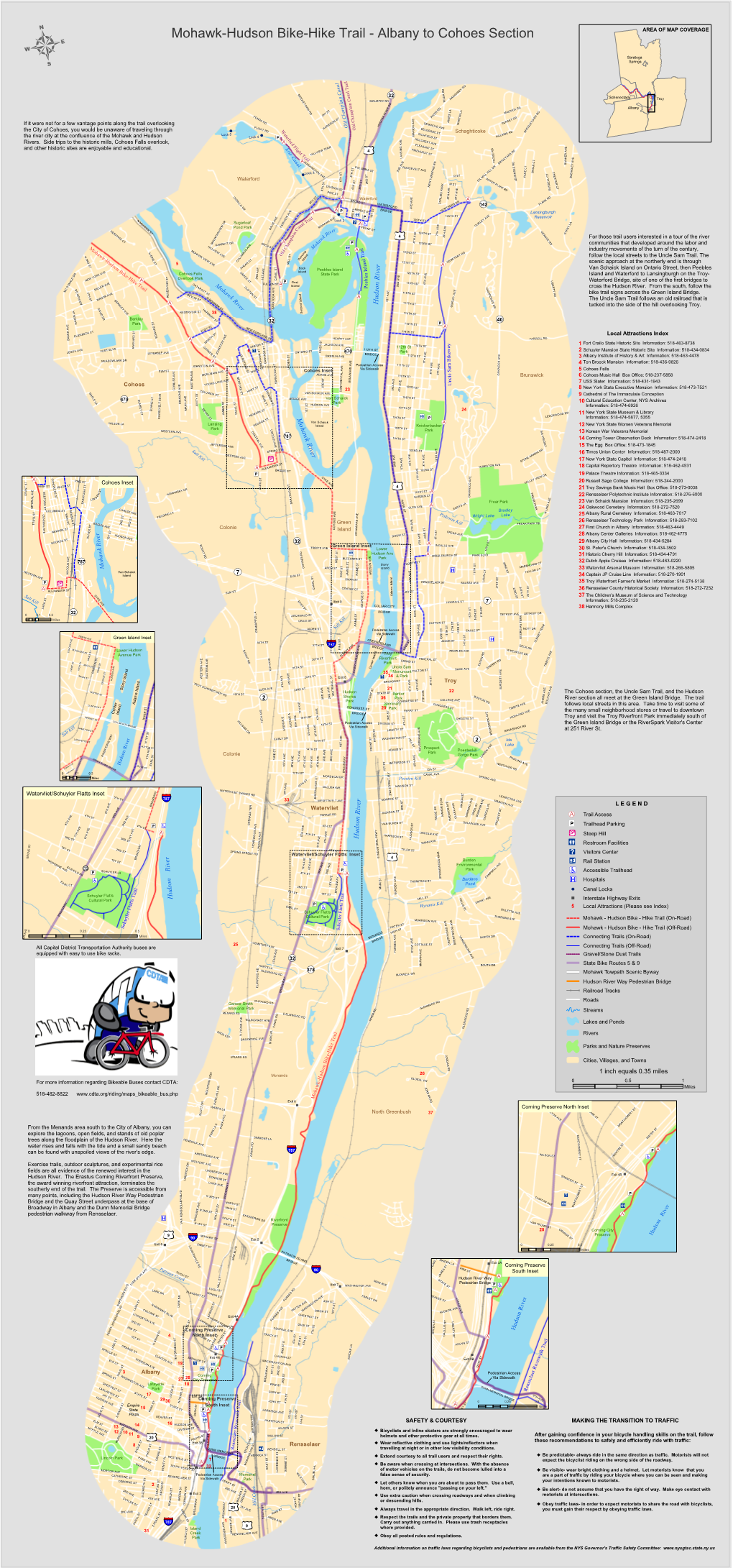 Mohawk-Hudson Bike-Hike Trail - Albany to Cohoes Section AREA of MAP COVERAGE