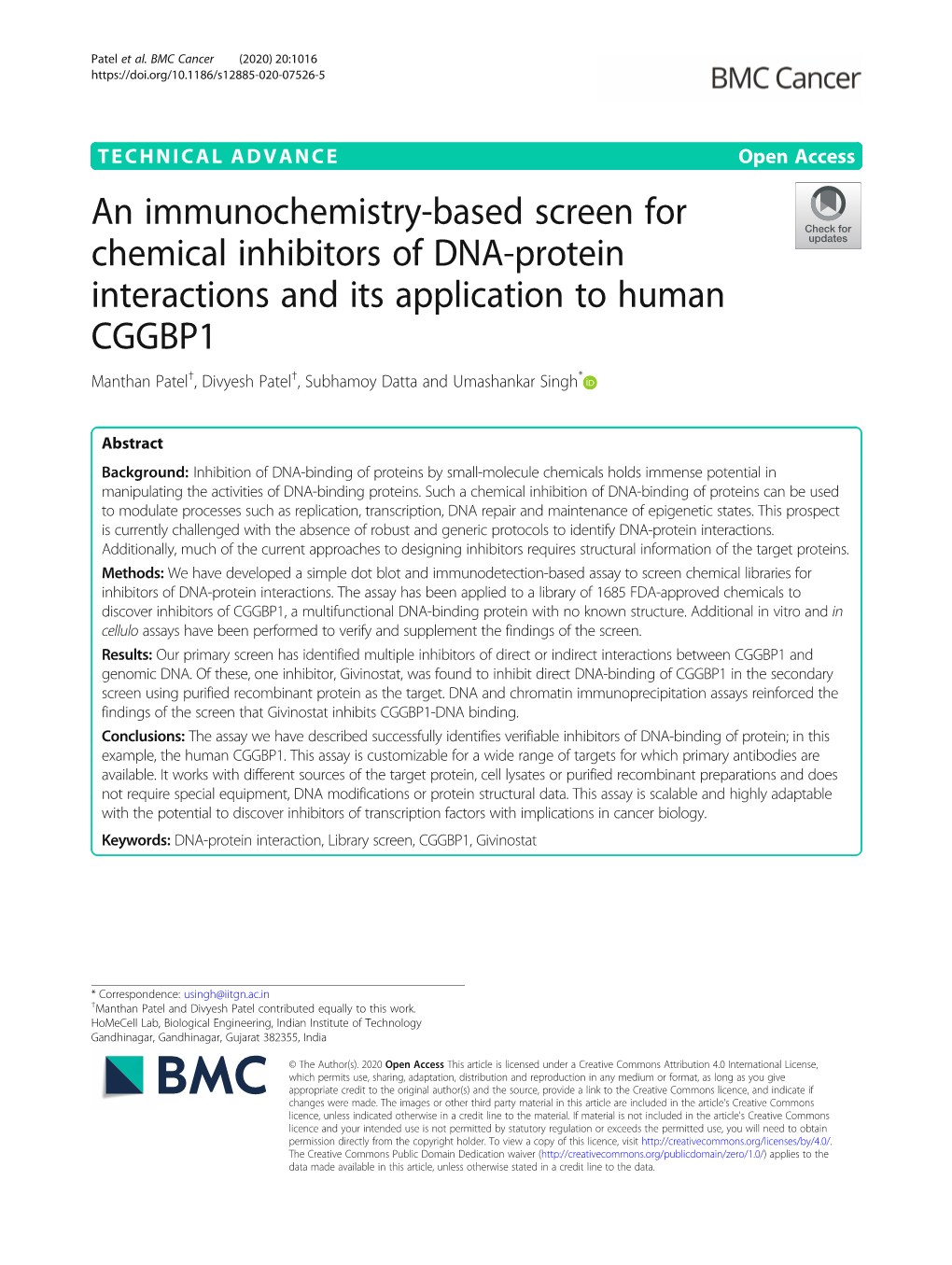 An Immunochemistry-Based Screen for Chemical Inhibitors of DNA-Protein