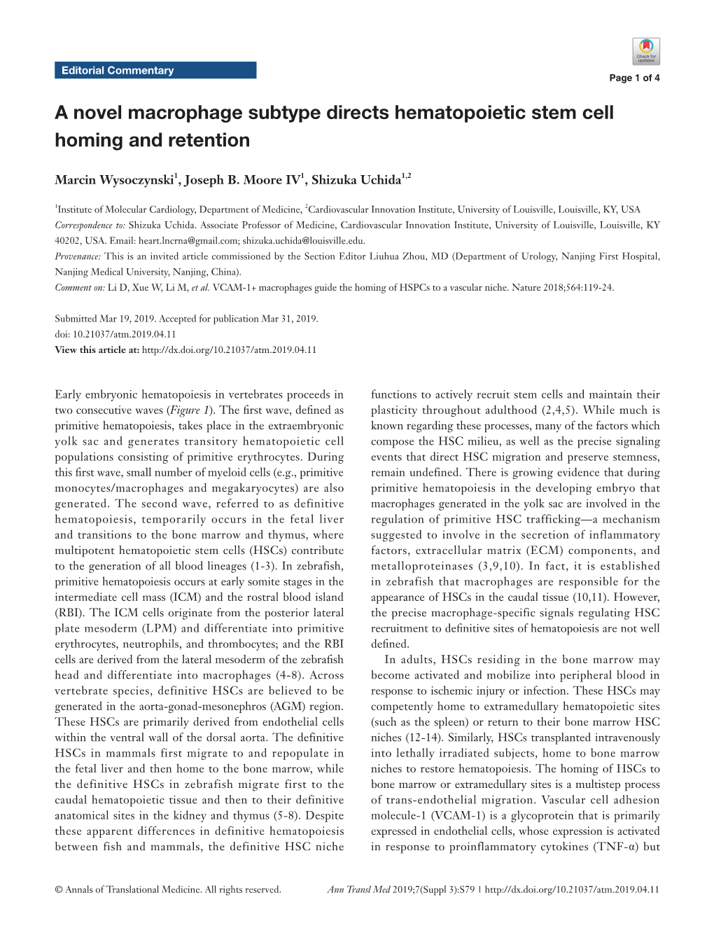 A Novel Macrophage Subtype Directs Hematopoietic Stem Cell Homing and Retention