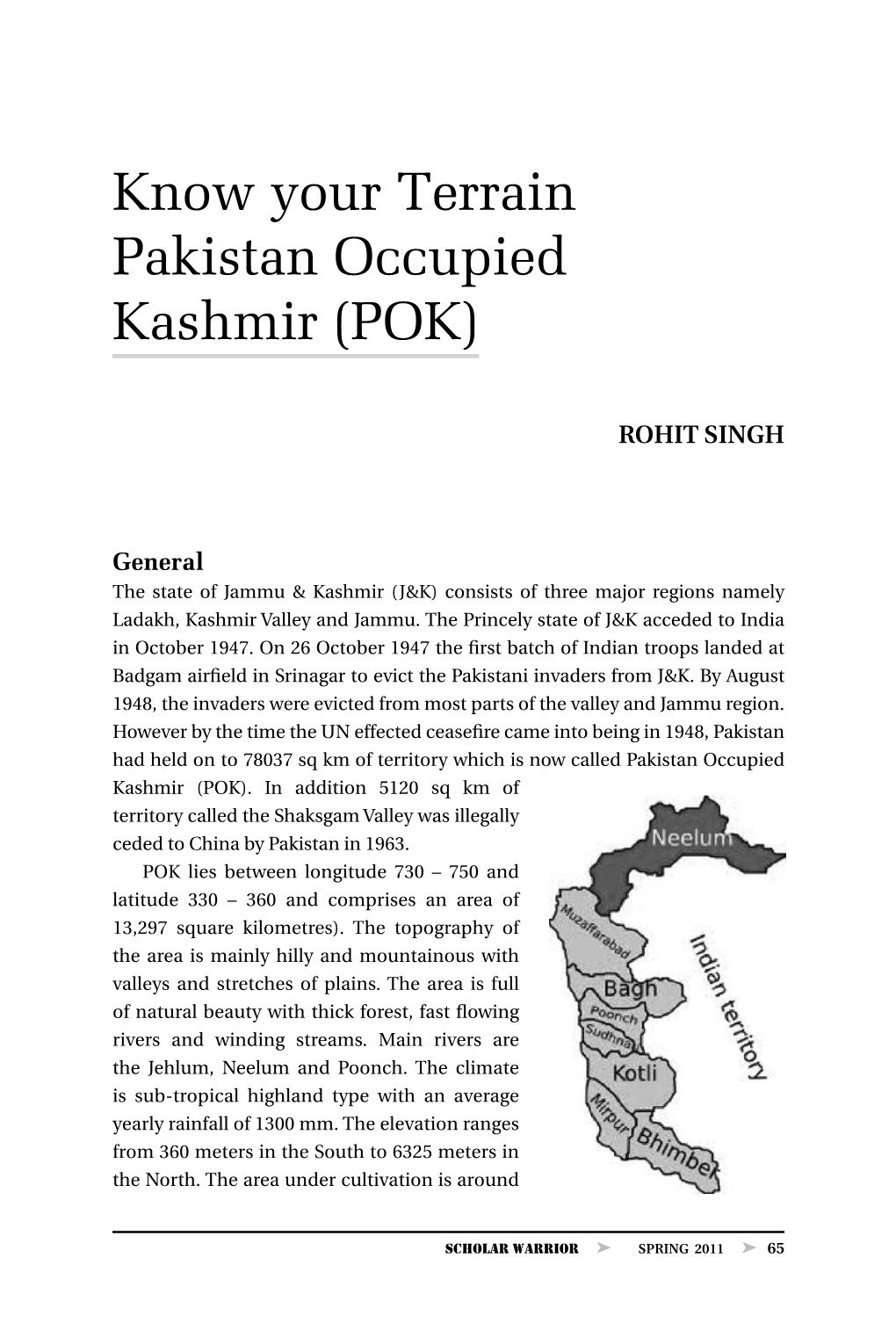 Know Your Terrain Pakistan Occupied Kashmir (POK)