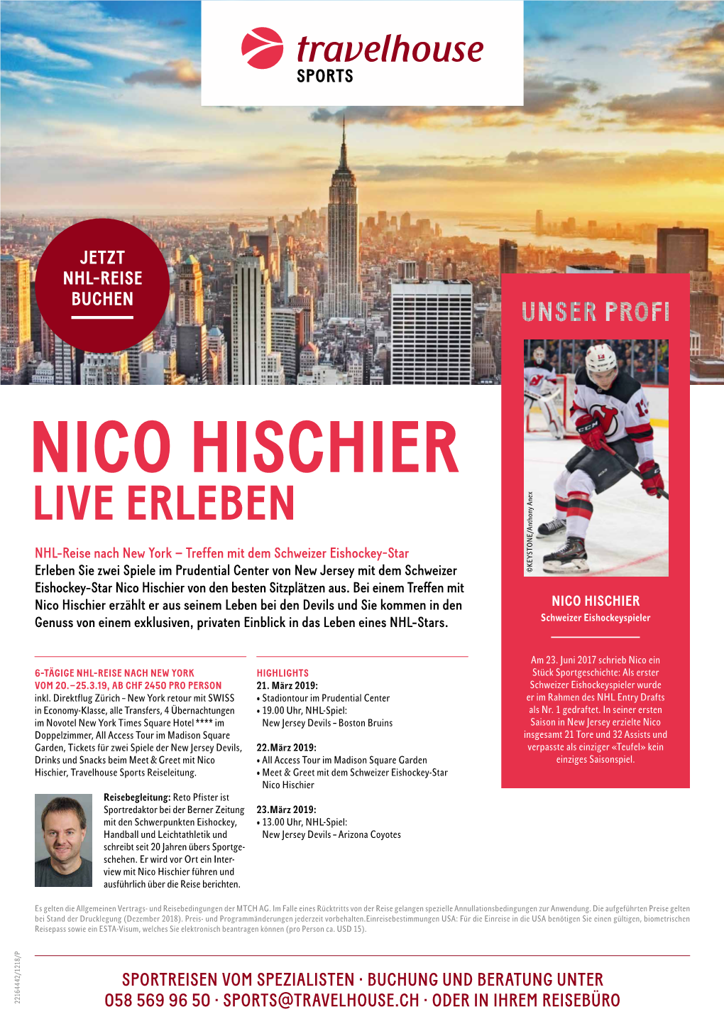 NICO HISCHIER LIVE ERLEBEN NHL-Reise Nach New York – Treffen Mit Dem Schweizer Eishockey-Star