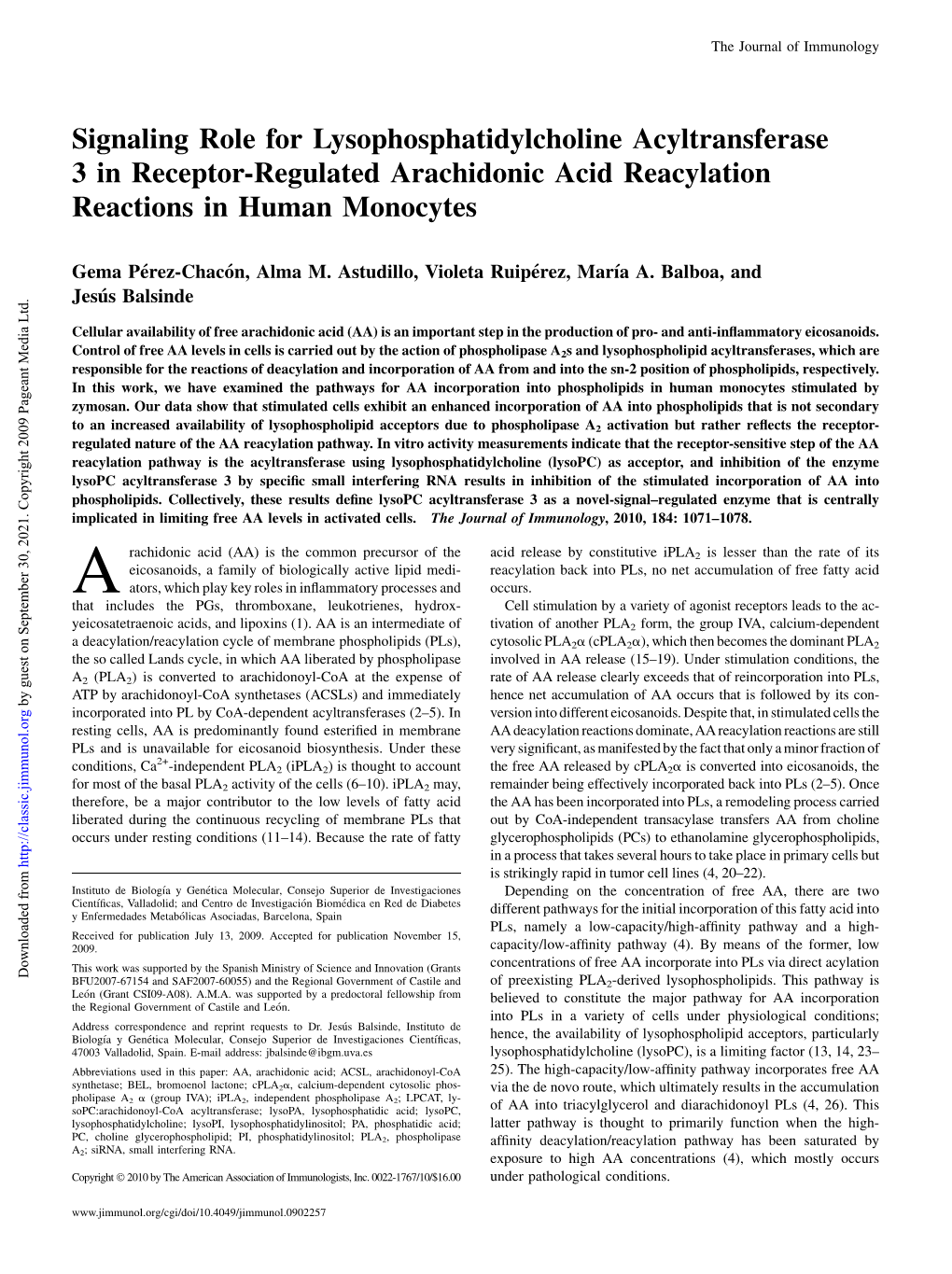 Human Monocytes Arachidonic Acid Reacylation Reactions In