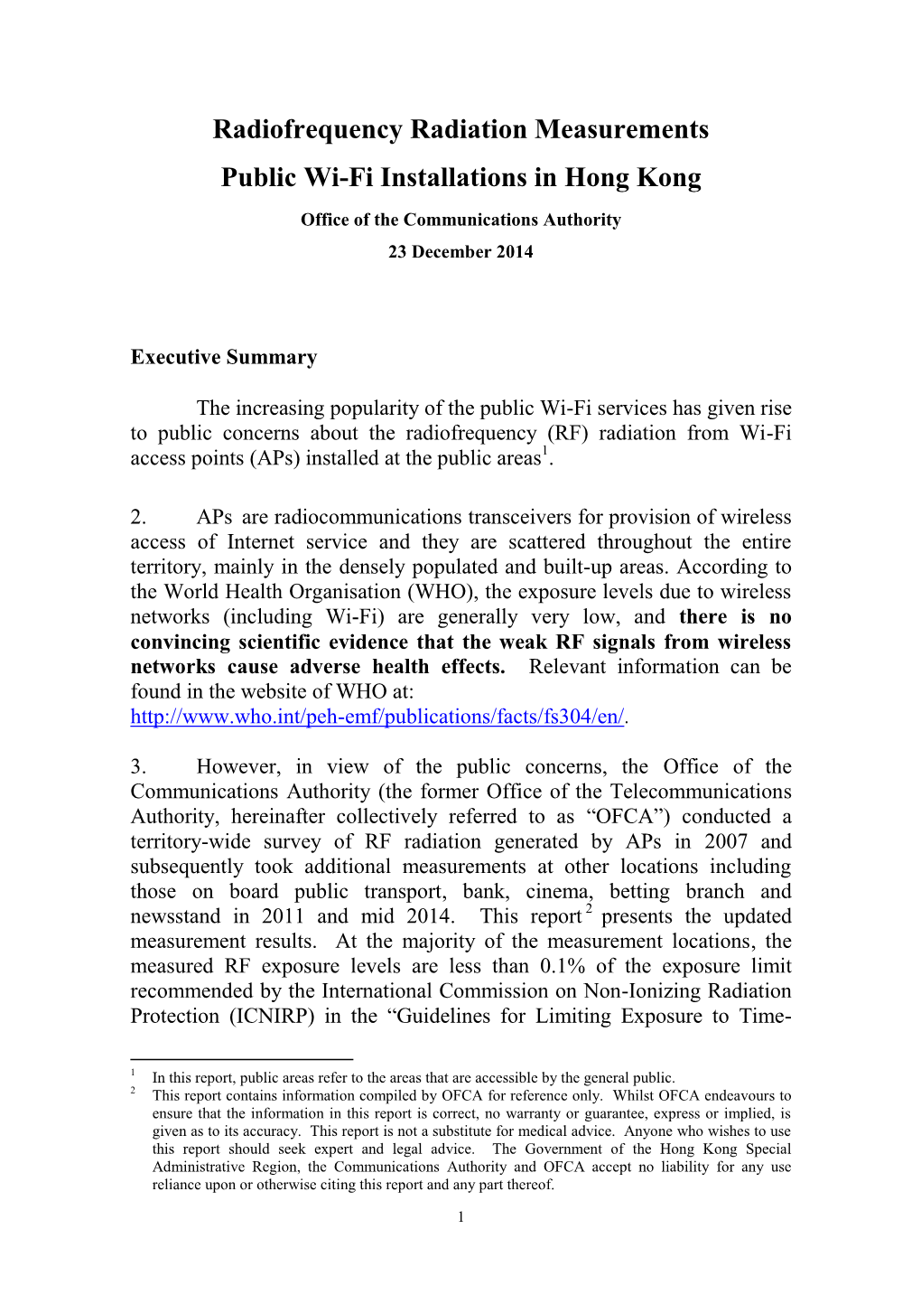 Radiofrequency Radiation Measurements Public Wifi