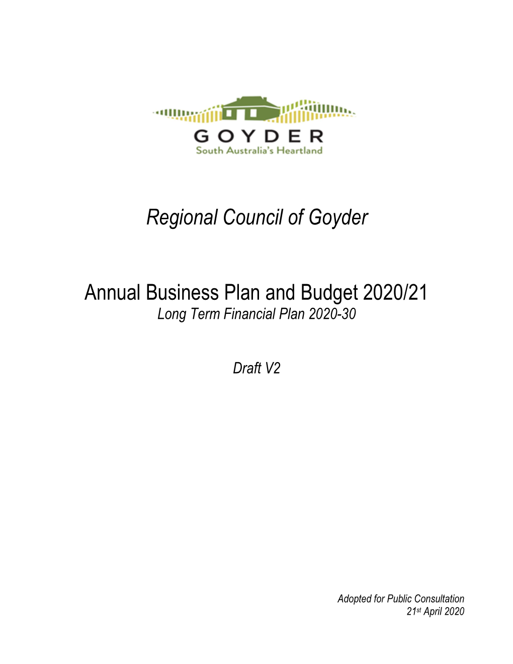 Regional Council of Goyder Annual Business Plan and Budget 2020/21