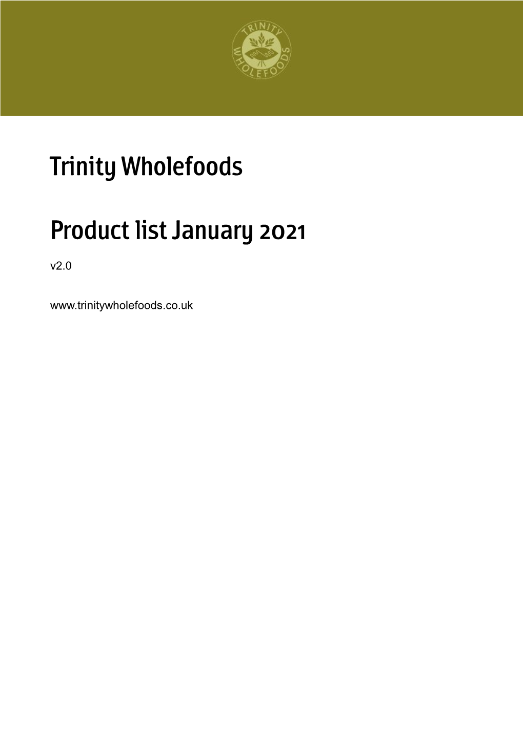 Trinity Wholefoods Product List January 2021
