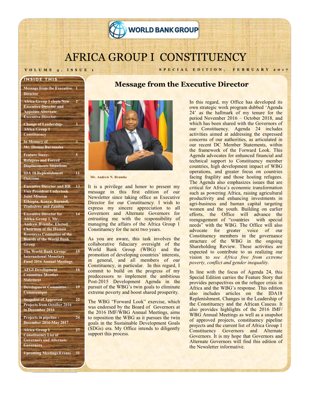 Africa Group I Constituency the World Bank Group