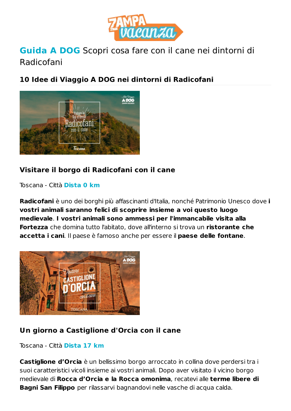 Guida a DOG Scopri Cosa Fare Con Il Cane Nei Dintorni Di Radicofani