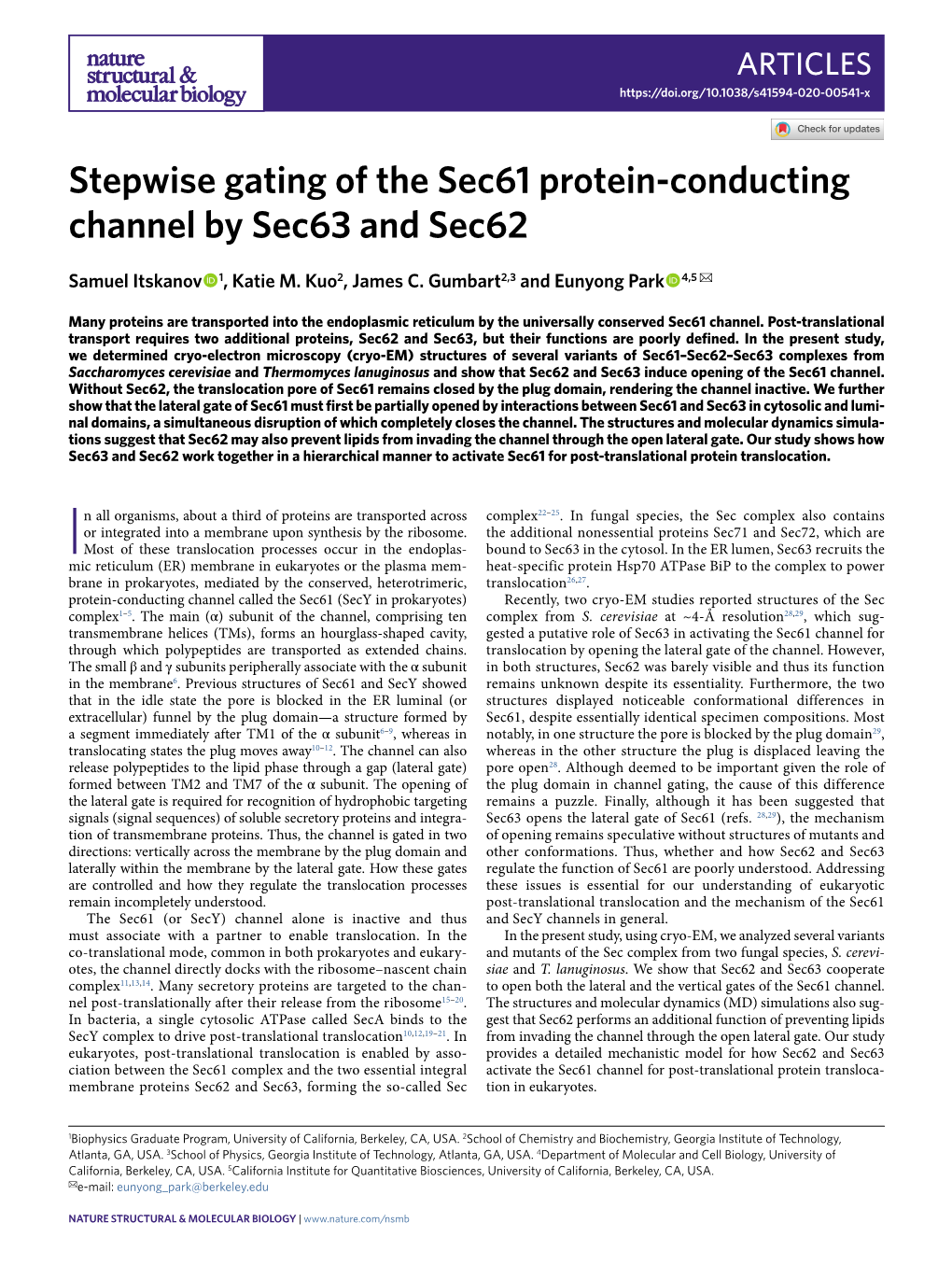 Stepwise Gating of the Sec61 Protein-Conducting Channel by Sec63 and Sec62