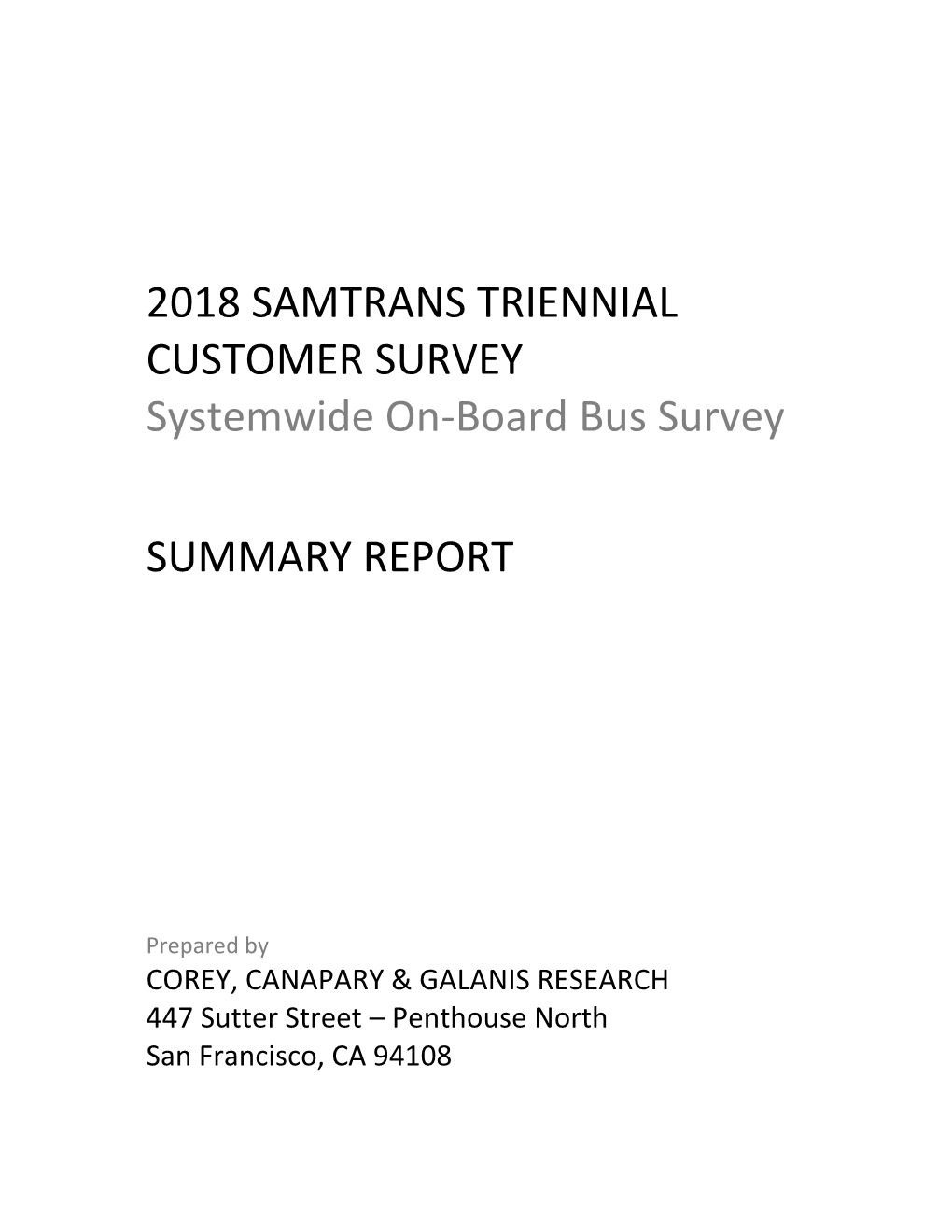 Samtrans Triennial Customer Survey Report 2018