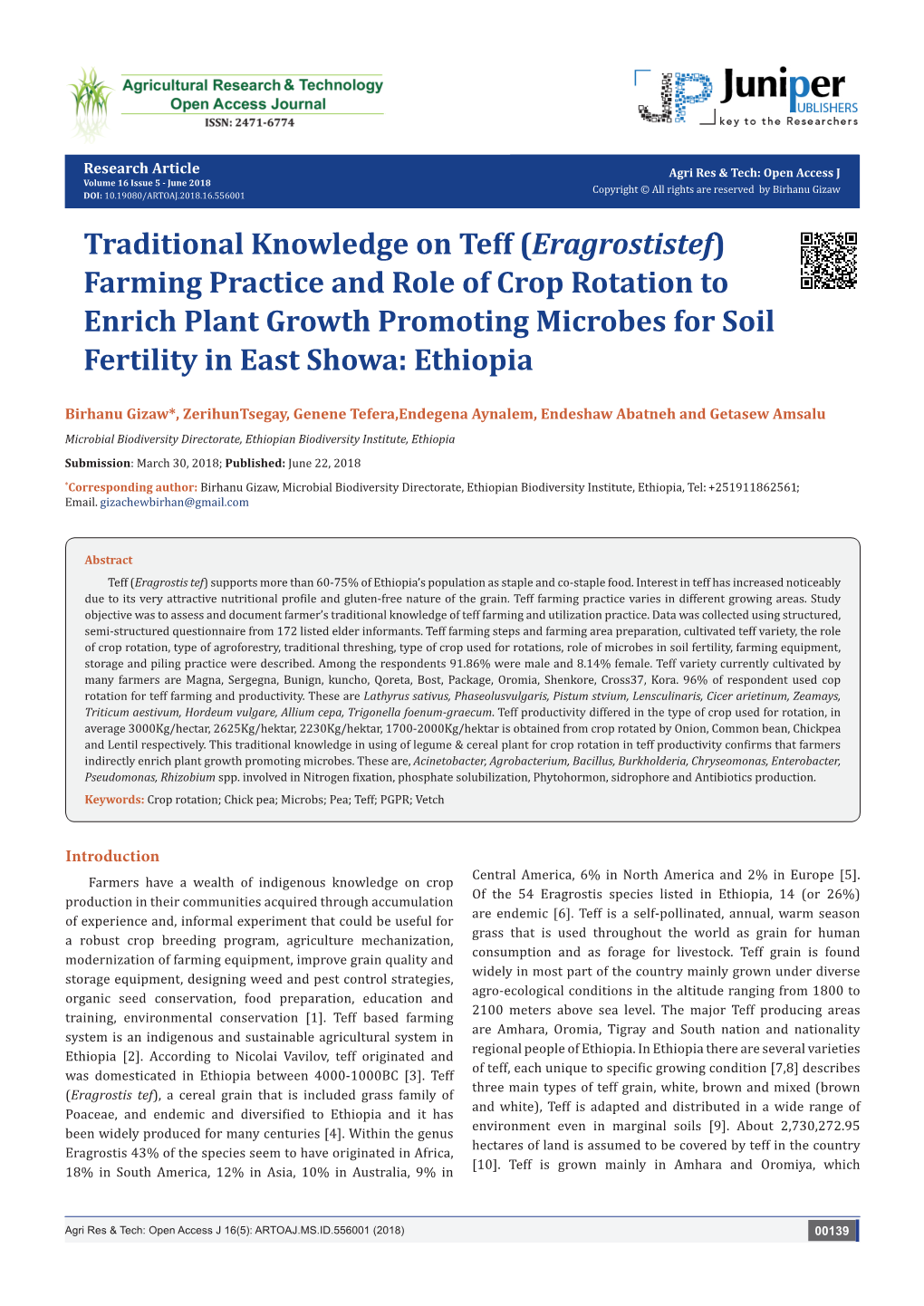 Traditional Knowledge on Teff