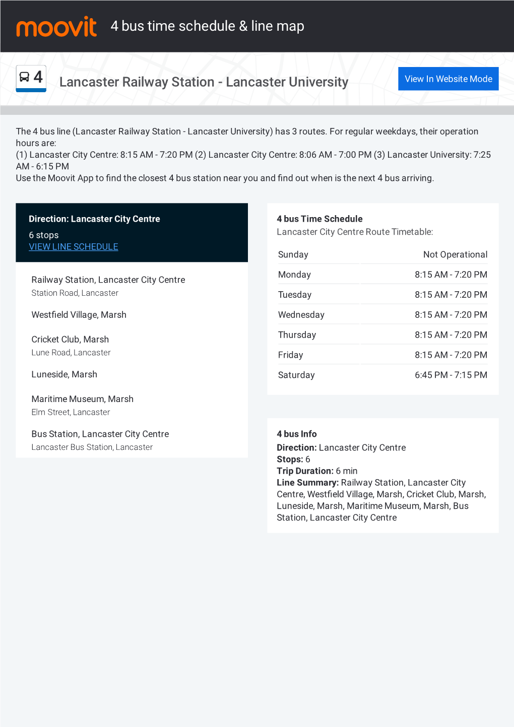 4 Bus Time Schedule & Line Route