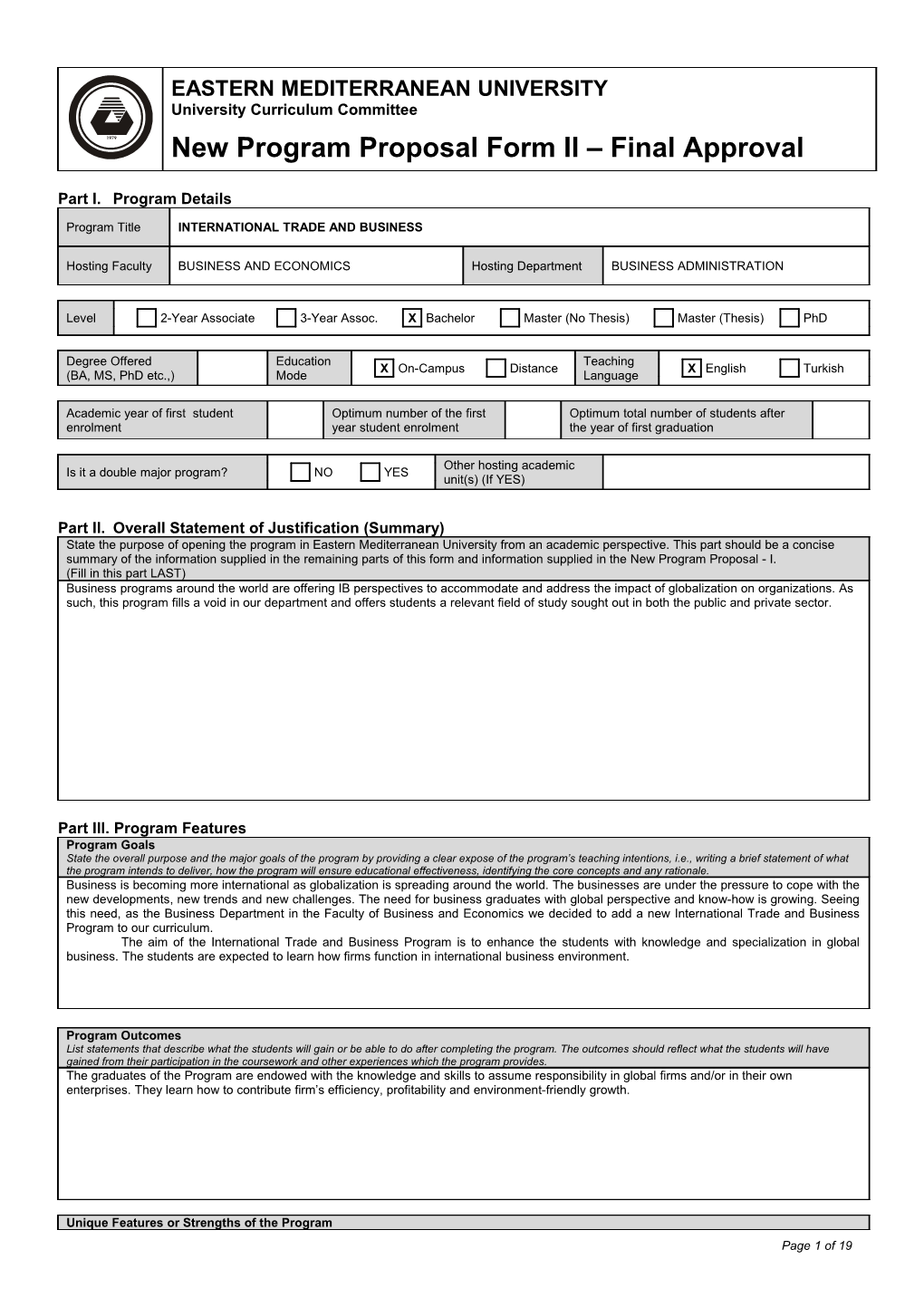 New Program Proposal Form II Final Approval s1