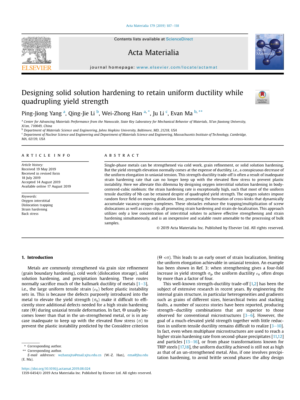 Designing Solid Solution Hardening to Retain Uniform Ductility While Quadrupling Yield Strength