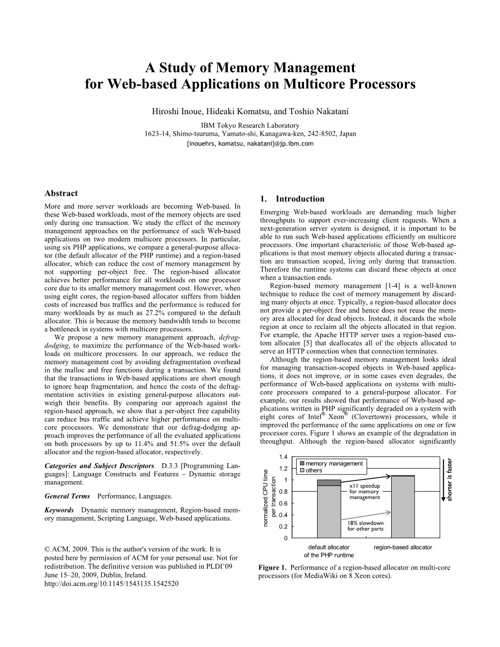 A Study of Memory Management for Web-Based Applications on Multicore Processors