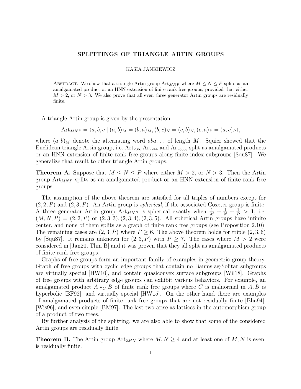 Splittings of Triangle Artin Groups