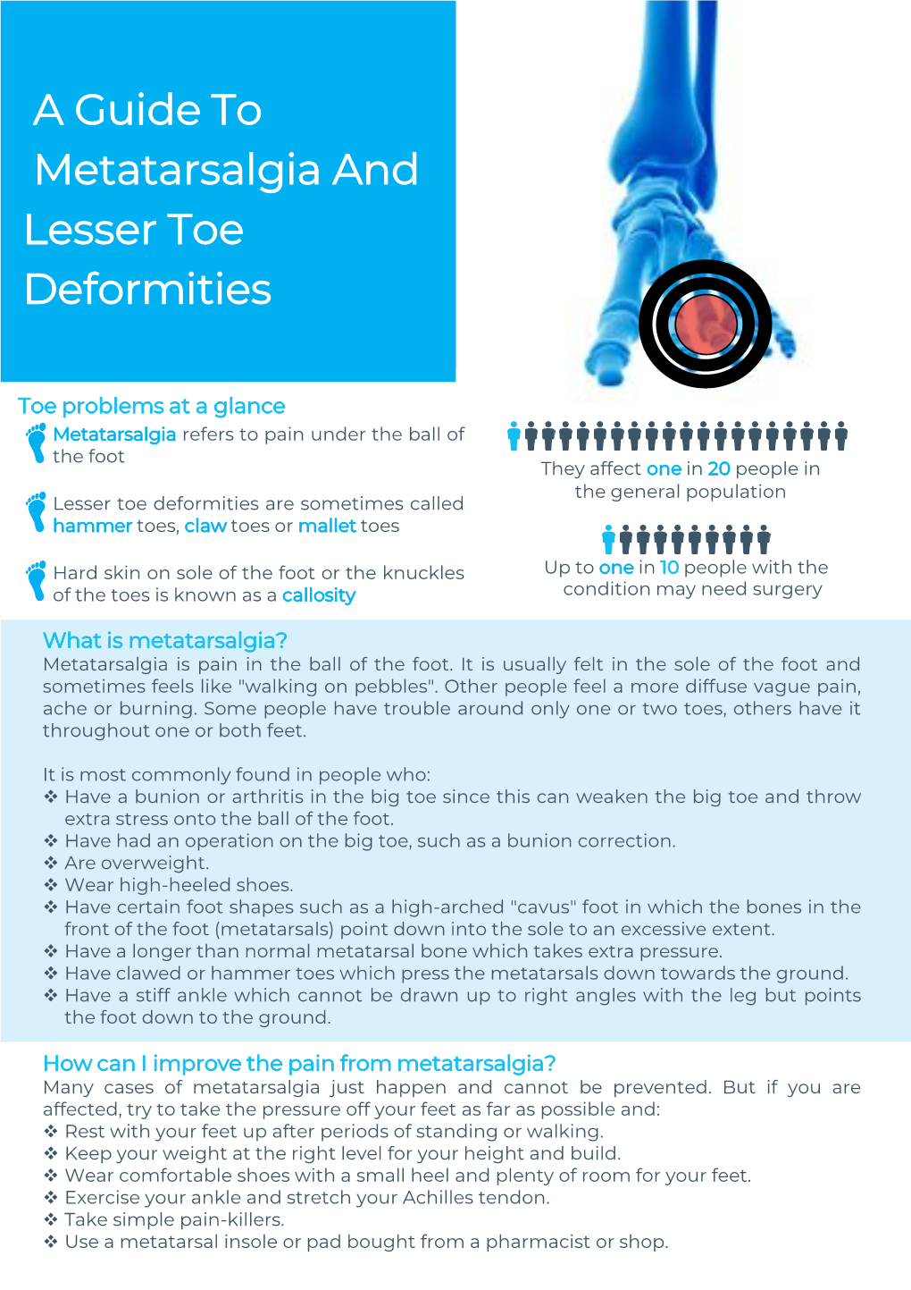 A Guide to Metatarsalgia and Lesser Toe Deformities