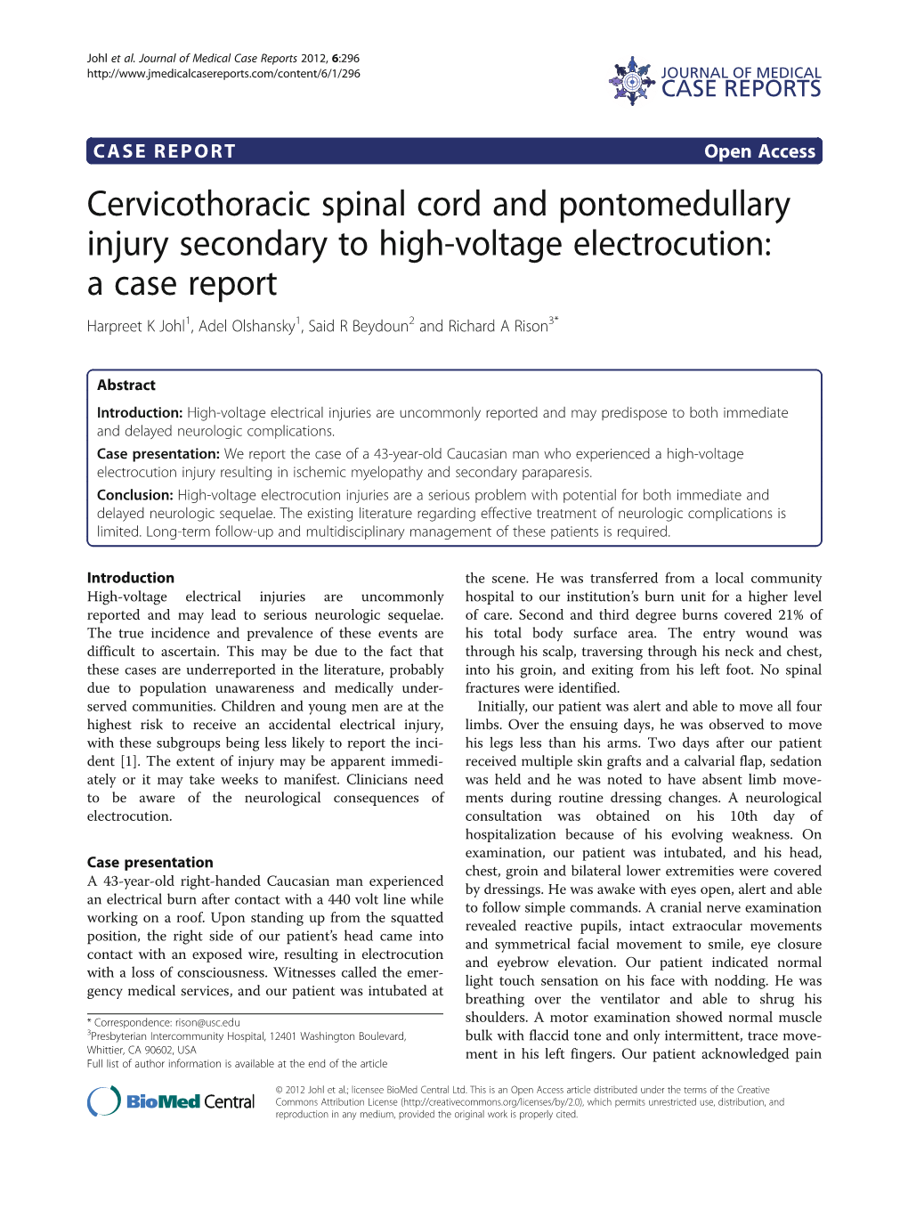 Cervicothoracic Spinal Cord and Pontomedullary