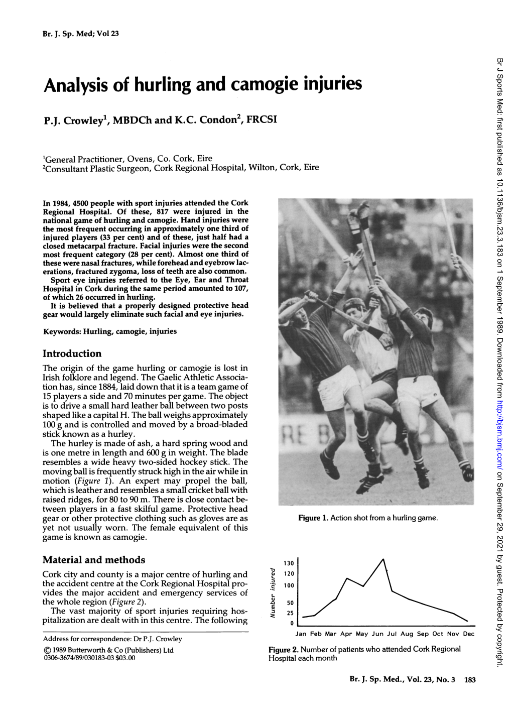 Analysis of Hurling and Camogie Injuries