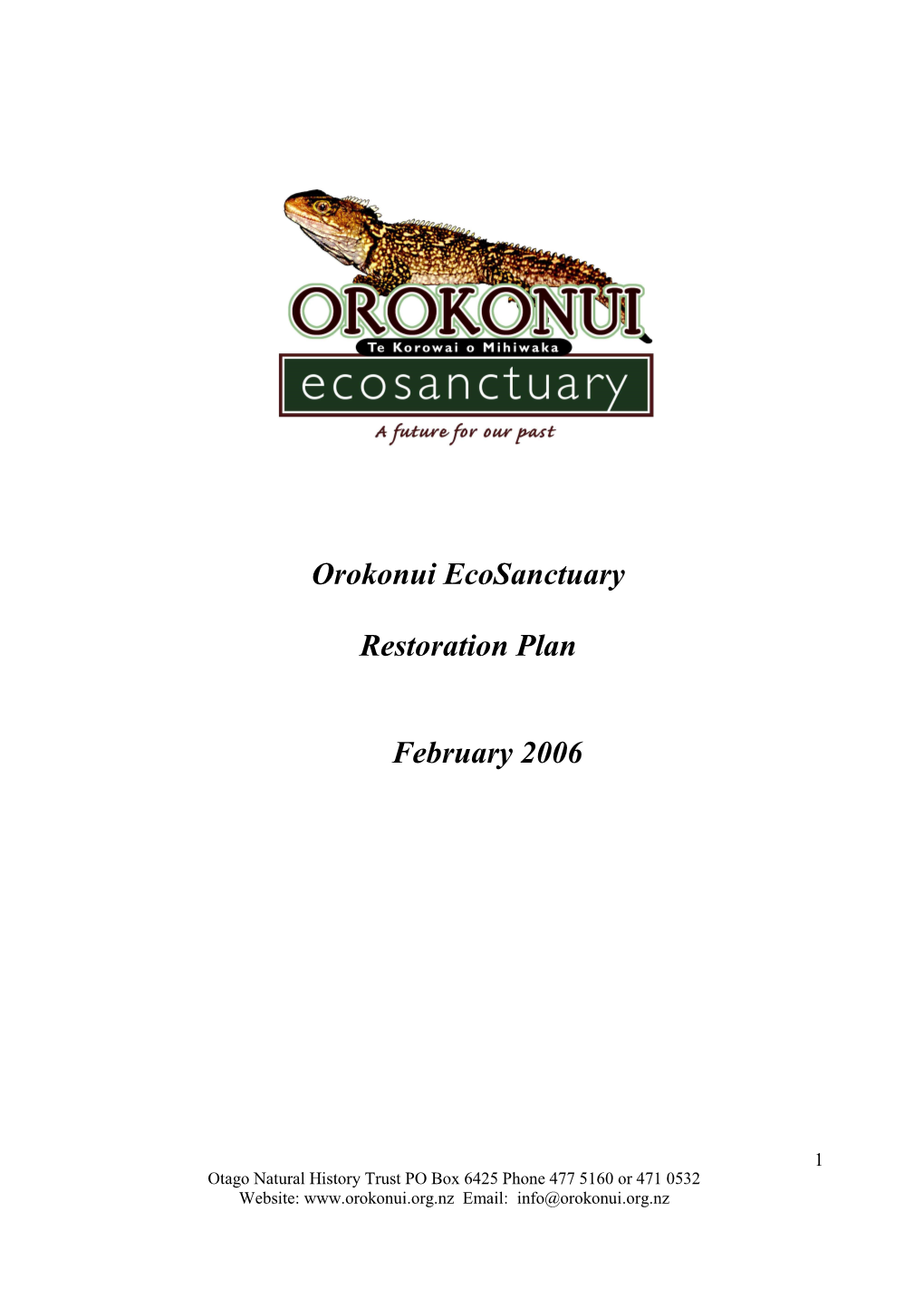 Orokonui Restoration Plan 2006