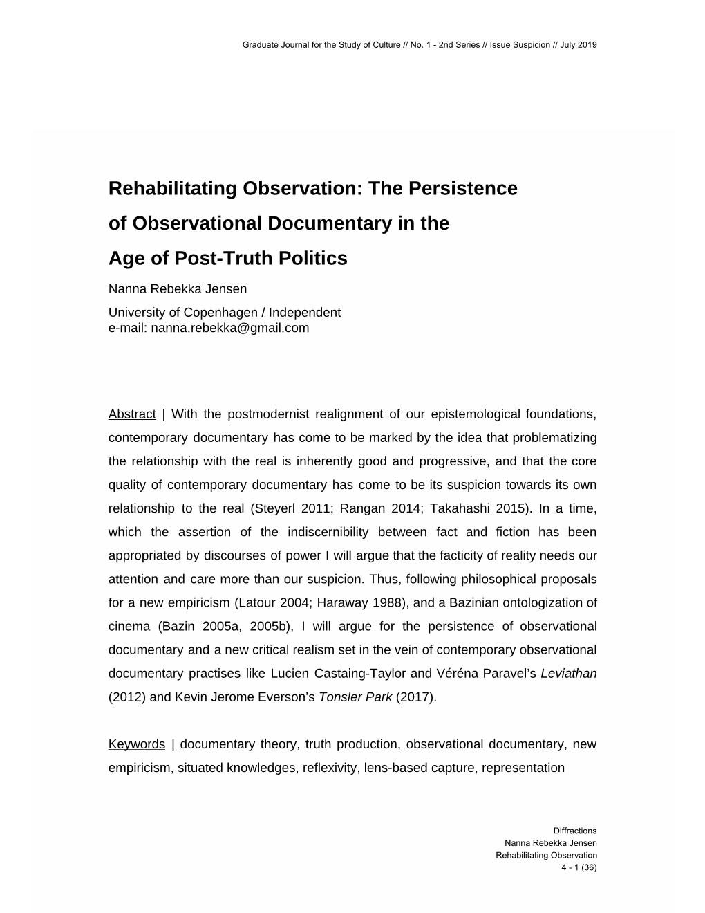 The Persistence of Observational Documentary in the Age of Post