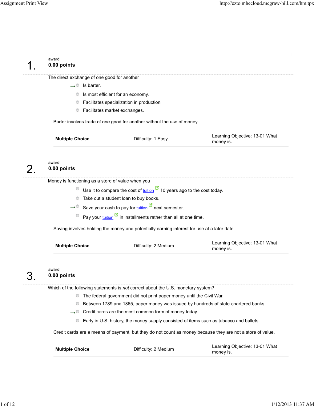 Assignment Print View