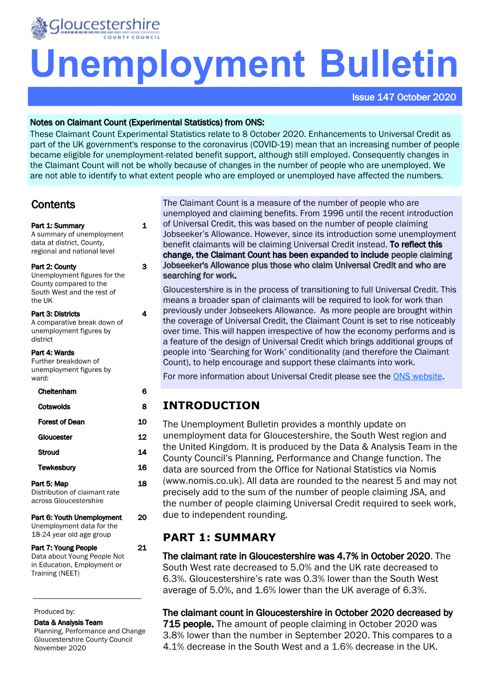 Unemployment Bulletin Issue 147 October 2020