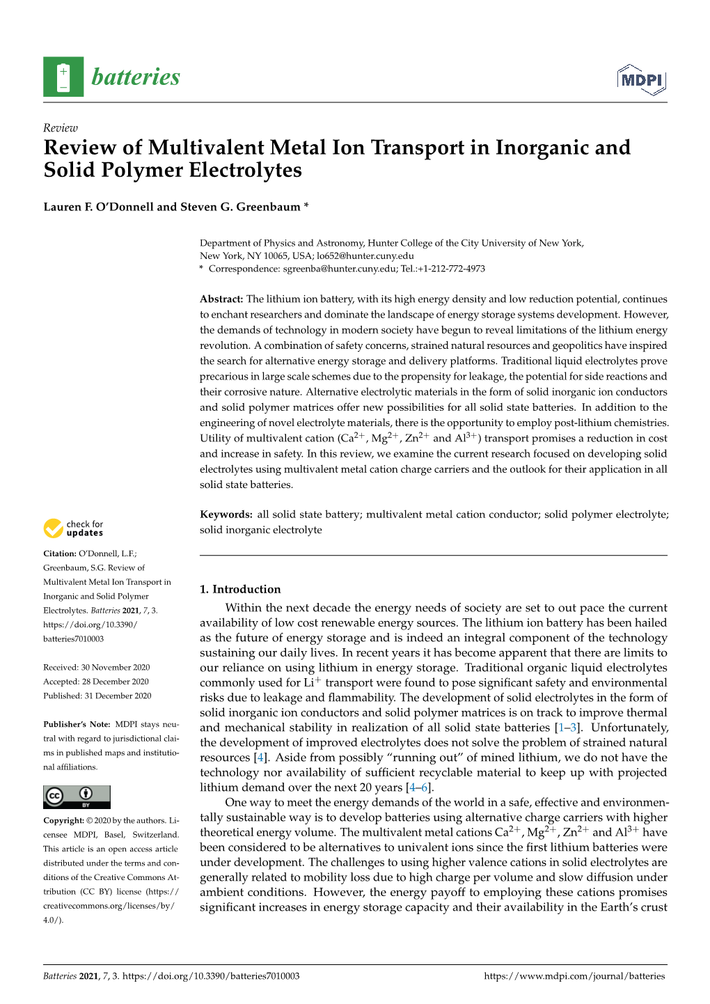 Review of Multivalent Metal Ion Transport in Inorganic and Solid Polymer Electrolytes