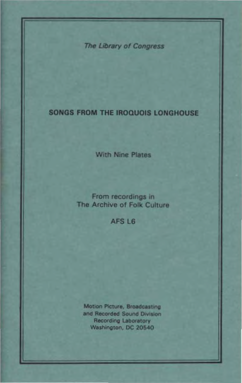 Songs from the Iroquois Longhouse AFS L6