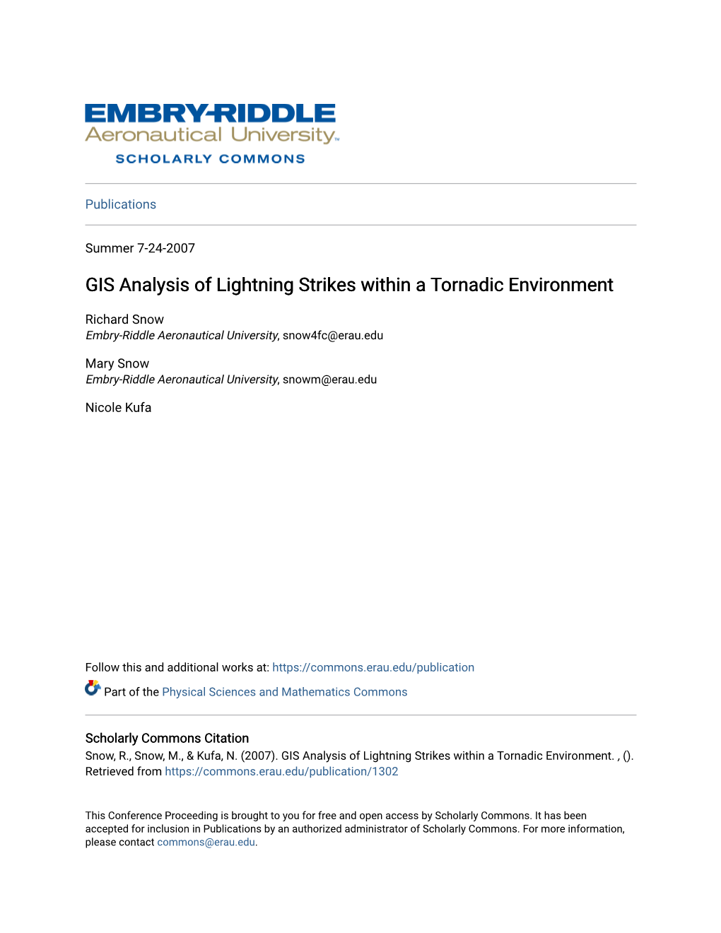 GIS Analysis of Lightning Strikes Within a Tornadic Environment