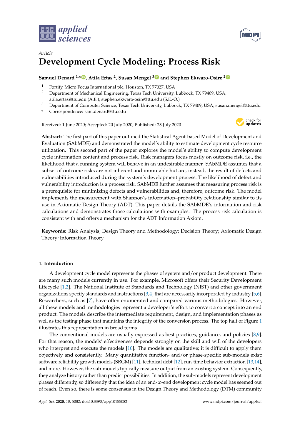 Development Cycle Modeling: Process Risk