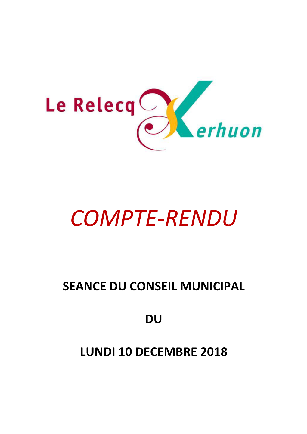 Compte-Rendu Du Conseil Municipal Du 10 Décembre 2018