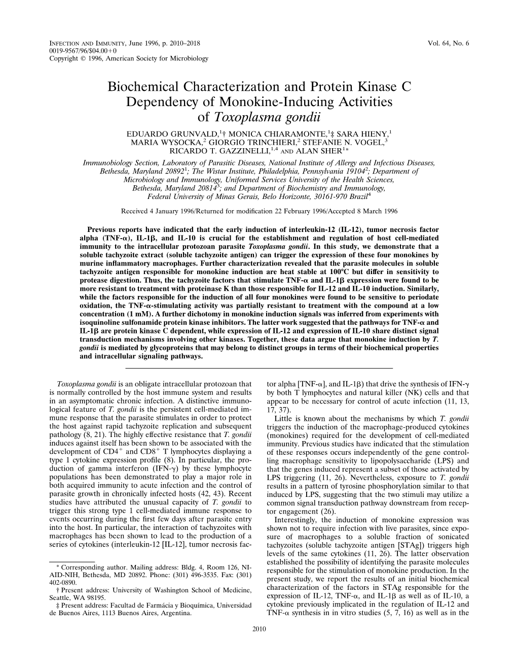 Biochemical Characterization and Protein Kinase C Dependency Of