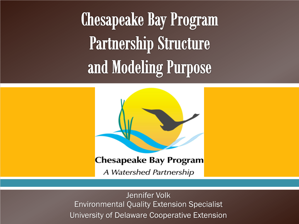 Chesapeake Bay Program Partnership Structure and Modeling