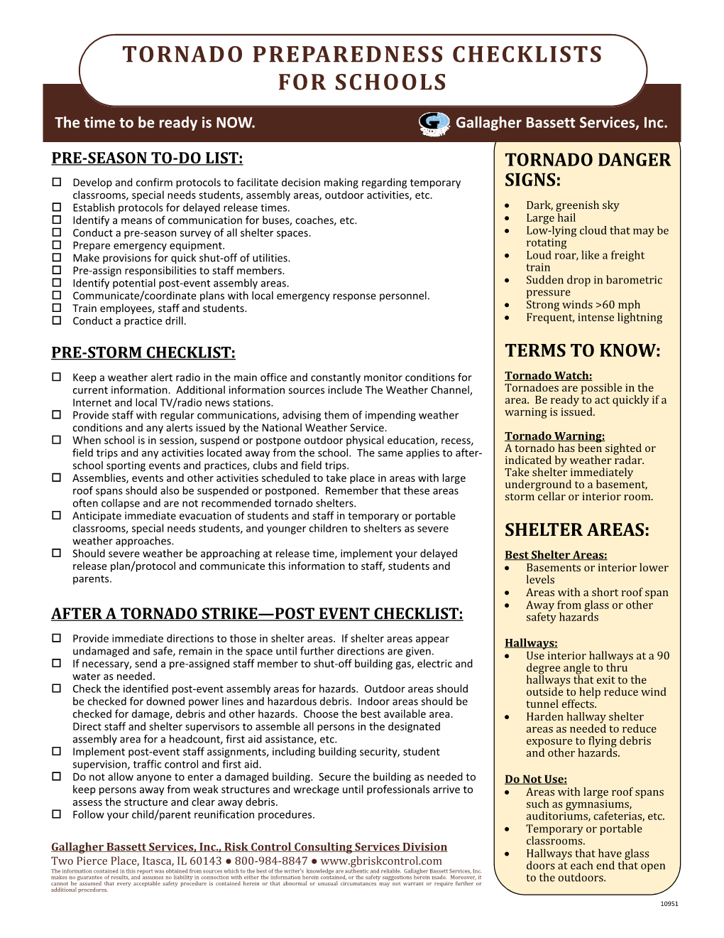 Tornado Preparedness Checklist-Schools