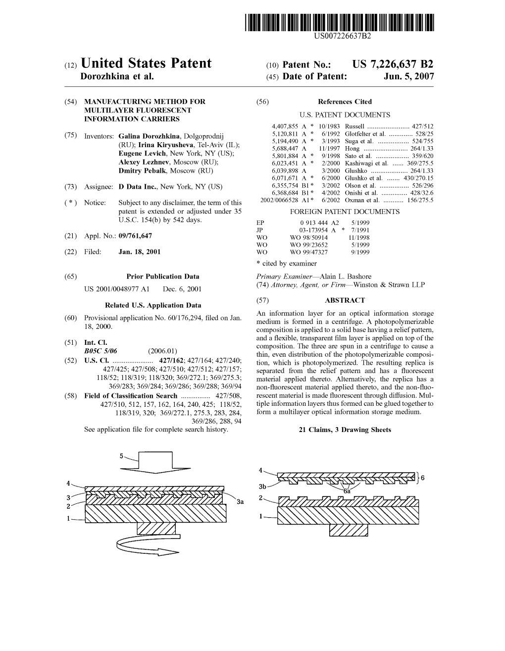 (12) United States Patent (10) Patent No.: US 7,226,637 B2 Dorozhkina Et Al