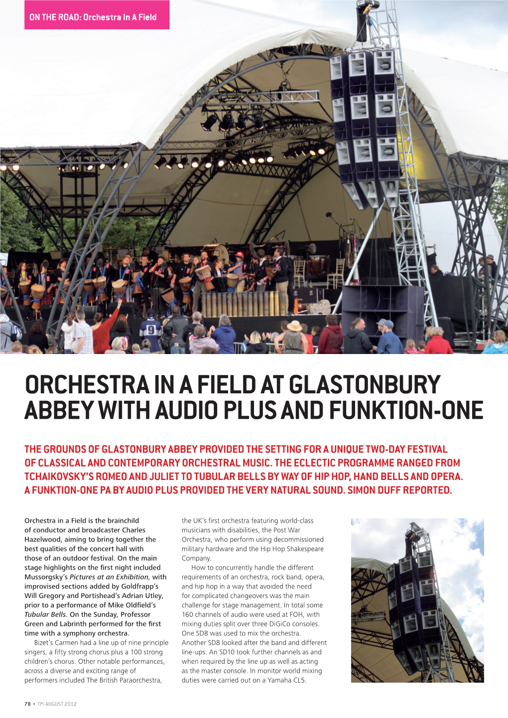 Orchestra in a Field at Glastonbury Abbey with Audio Plus and Funktion-One